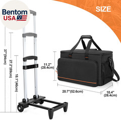 Rolling DJ Cable File Bag with Hard Padded Bottom,Detachable Dividers and Dolly,