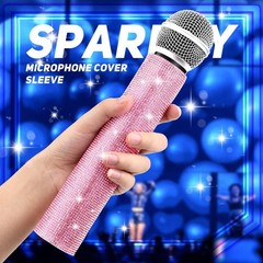 Eye-Catching Pink Microphone Sleeve with Rhinestones – Easy to Use & Protects