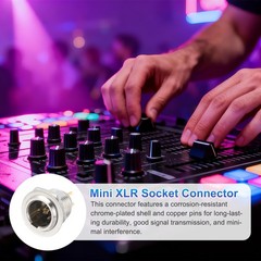4PCS Mini XLR Connector, 5 Pin Male Mini XLR Socket Connector, Silver