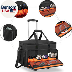 Rolling DJ Cable File Bag with Hard Padded Bottom,Detachable Dividers and Dolly,