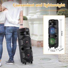 Dual 8″ BT Party Bluetooth Speaker System Big Led Portable Stereo Tailgate Loud