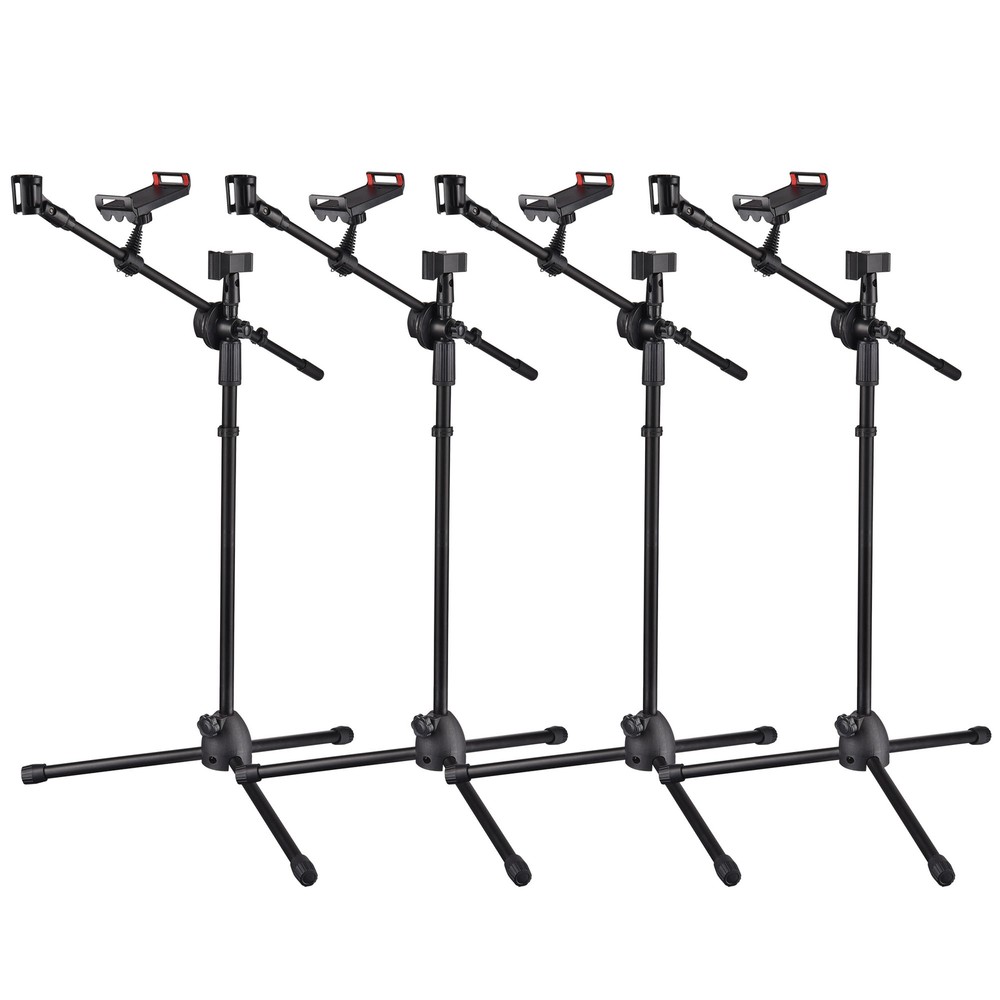 4 Packs Microphone Boom Arm Stand Dual Mic Clips Adjustable Tripod Phone Holder