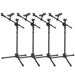 4 Packs Microphone Boom Arm Stand Dual Mic Clips Adjustable Tripod Phone Holder