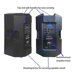 15″ PA Powered Speaker 4000 Watts Karaoke Church Speaker W/ Bluetooth USB TWS SD