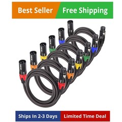 XLR Cables Braided 15 Feet 6 Pack for Microphone – 3-Pin XLR Male to Female A…