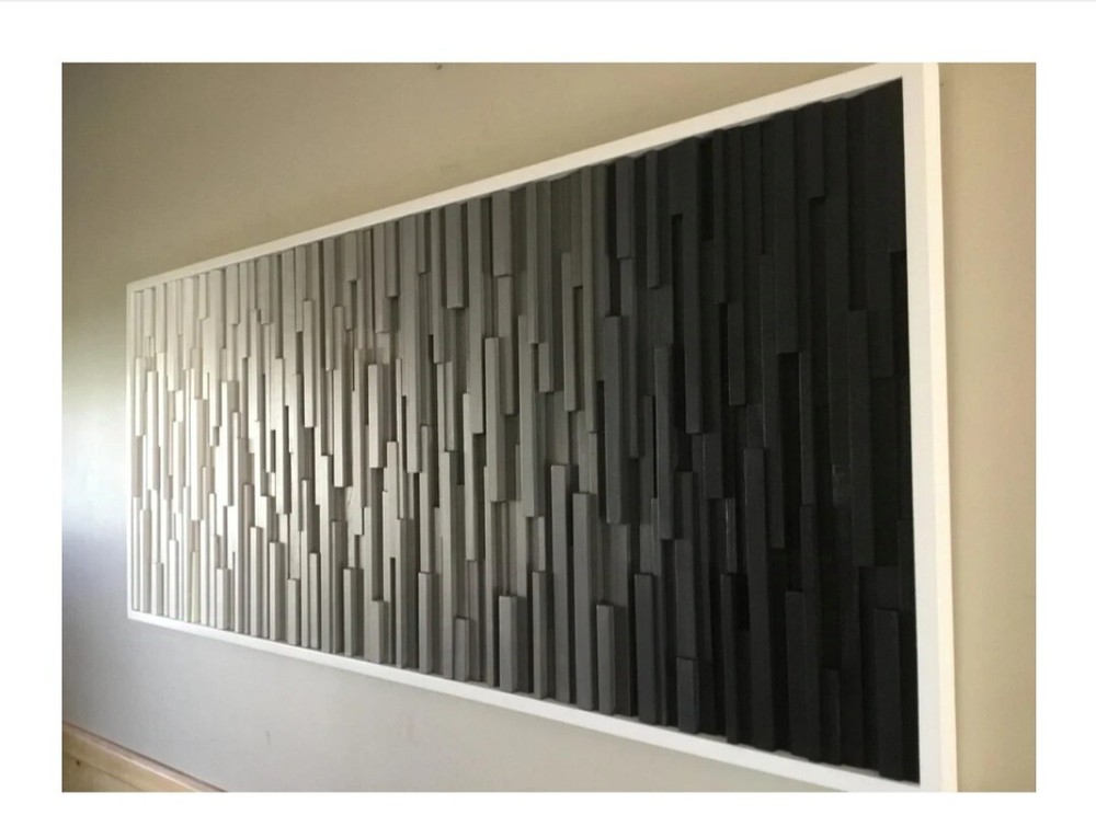 Gray Wooden Coaster Wall Art, acoustic sound diffuser panels, 3d Sound diffuser.