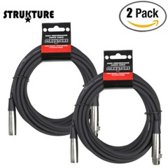 2-PACK Strukture PRO20M7 20FT XLR 7mm PVC High Quality Microphone Cable