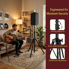 Universal Speaker Stand Mount Holder Heavy Duty Tripod W/ Adjustable Height