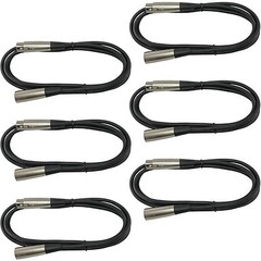 6 PACK premium XLR pin mic microphone extension cable 3 ft foot lead 1m meter