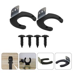2Pcs Durable Microphone Hanger Hooks Black Silicone Iron for Mic Storage