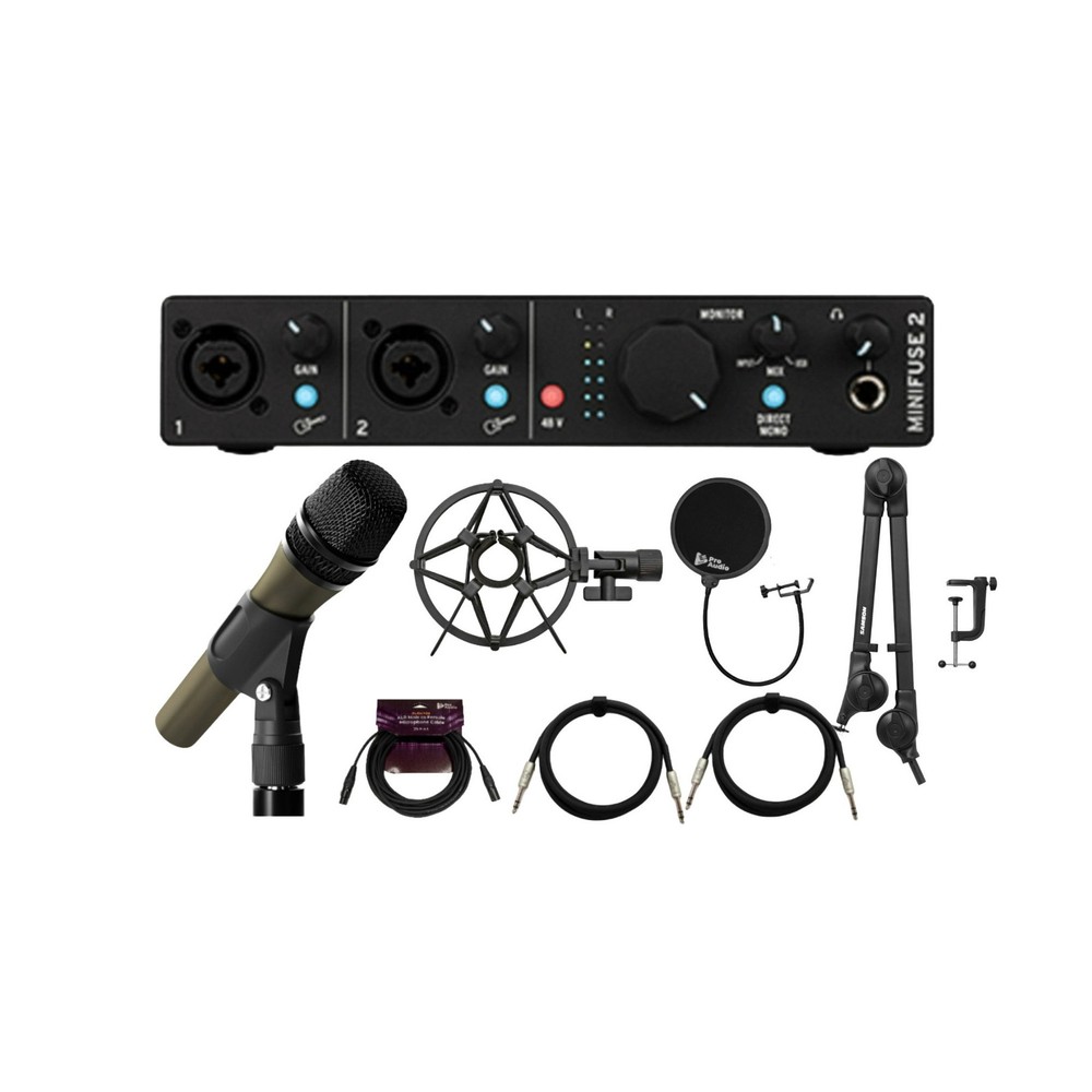 Arturia MiniFuse 2 USB C Audio Interface Microphone 2x TRS Cable Bundle