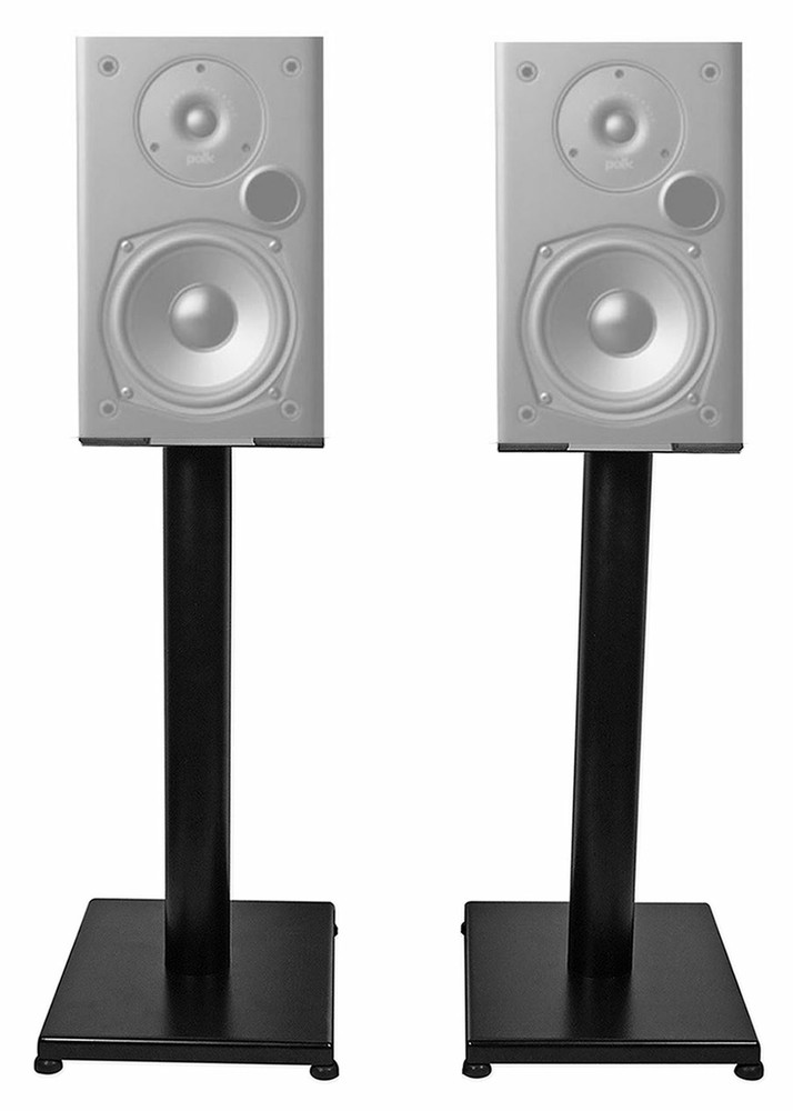 Black 21” Steel Bookshelf Speaker Stands For Polk Audio T15 Bookshelf Speakers