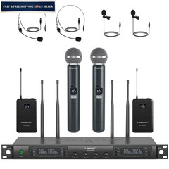 Phenyx Pro 4-Channel Wireless Microphone System w/Auto PTU-7000-2H2B, Black
