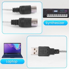 USB MIDI Cable Adapter, USB Type A Male to MIDI Din 5 Pin In-Out Cable5851