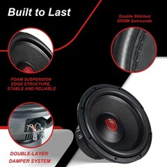 Single 708-D2 8″ Dual 2 Ohm 2000W Car Subwoofer Loud Audio Competition