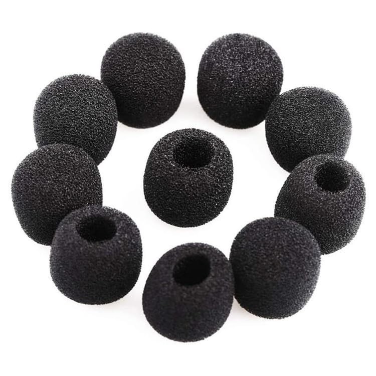 10 Pcs Black Lapel Headset Microphone Windscreen, Microphone Sponge Foam Cover
