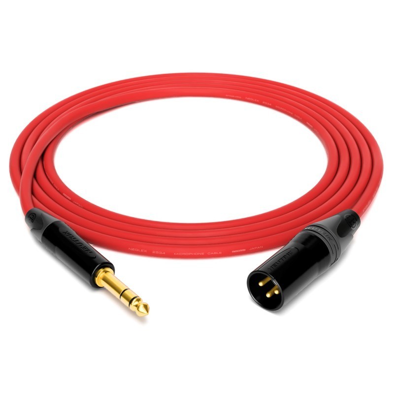 1FT to 25’FT Mogami 2534 Neutrik Gold XLR-M to 1/4 TRS Star Quad Audio Red Cable