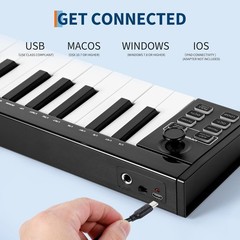 Portable MIDI Keyboard Controller 37-Key USB w/ Velocity Music Production Design