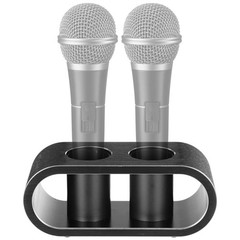 Metal Desktop Microphone Storage Holder Aluminum Tabletop Two Mic Stand