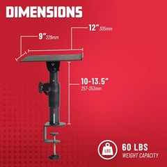 Clamp on Desktop Speaker Monitor Stand Pair Adjustable Height and Tilt 60 lbs