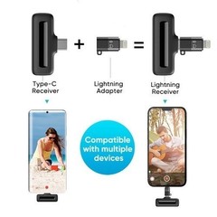 Wireless Microphone Mini Mic for iPhone/Android Phone, LED Display Lavalier Mic