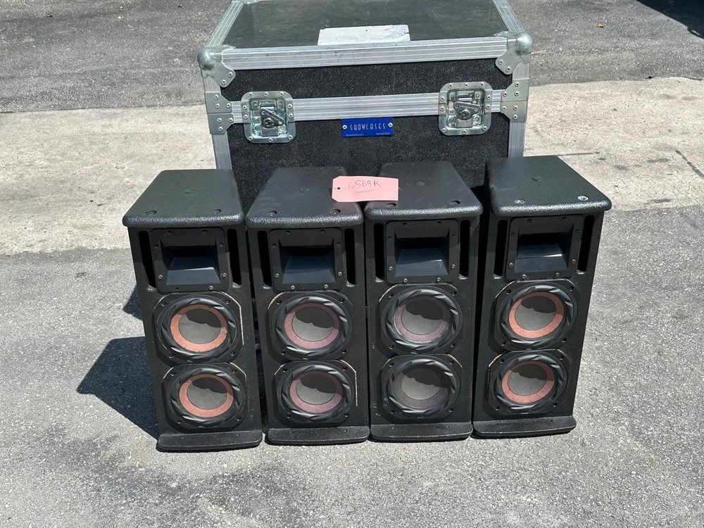 4) DYNACORD VL 262 2 -WAY PASSIVE FULL RANGE SPEAKER W/ CASE #6569R (THS)