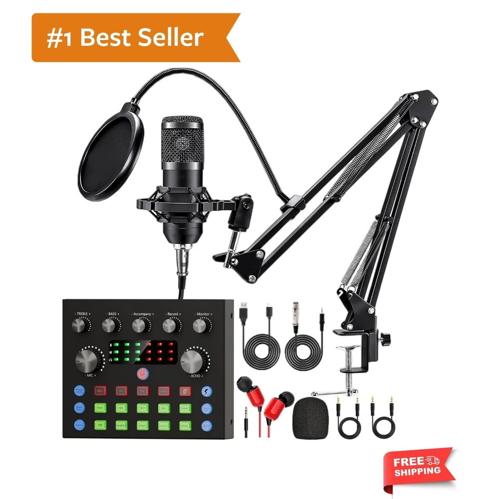 Podcast Equipment Bundle, Recording Studio Package with Podcast Microphone an…