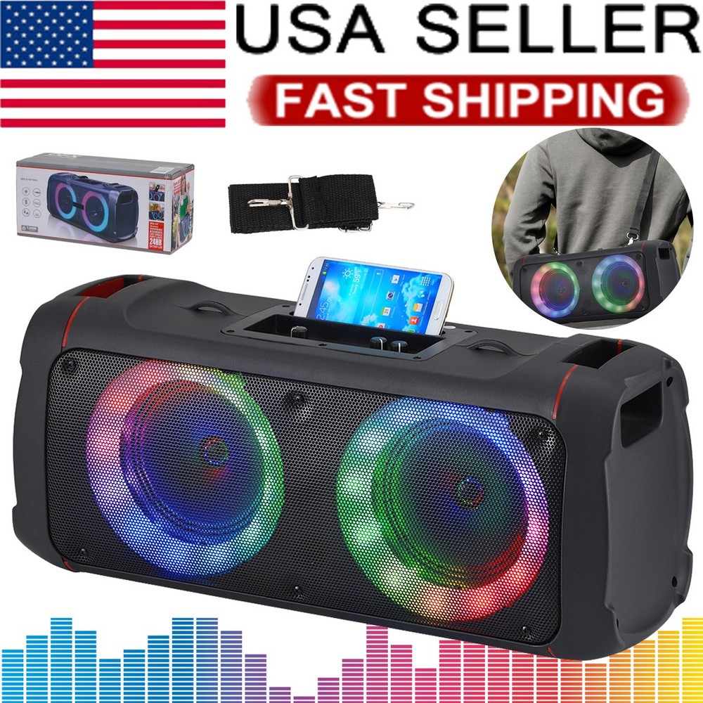 Bluetooth Wireless Portable Speaker Stereo 2*6.5in USB FM Powerful Sound Speaker