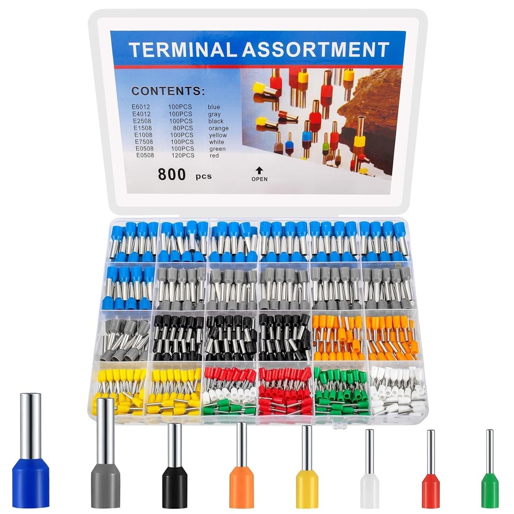 800 Pcs Wire Ferrule Connectors Kit, AWG 22-10 Ferrules Terminals…