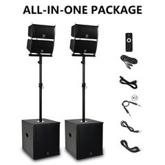 PRORECK Club 6000 15″ 6000W Powered PA System Line Array DJ Speakers Set