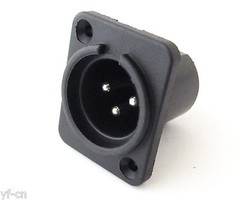 10pcs Microphone XLR 3Pin Male Panel Chassis Mount Socket Audio Connector Black