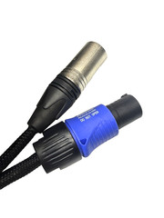 LASE 50 Ft (15.2M) Siamese PowerCon AC & XLR Audio Combo Cable (Powered Speakers