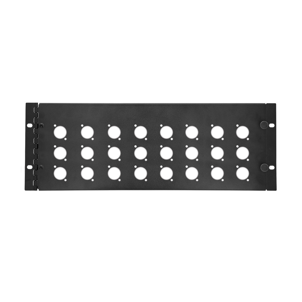 4u Space Hinged ATA Rack Case Panel w/ 24 D Connector Punchout Holes