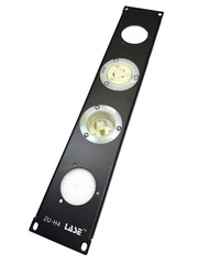 2U Space 12ga Heavy Rack Panel w/ 4 HUBBELL Flanged Twist Receptacle or Inlet