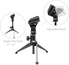 Pyle Desktop Microphone Stand – Heavy Duty Die-Cast Metal Tripod
