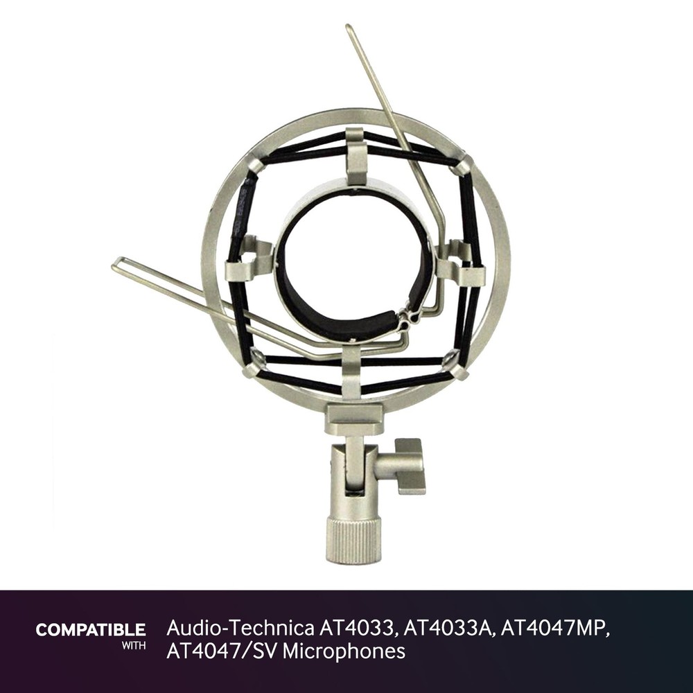 Silver Shock Mount fits Audio-Technica AT4033, AT4033A, AT4047MP, AT4047/SV
