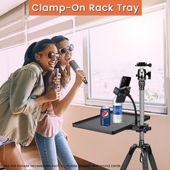 Phone holder Microphone Stand Tray, Clamp-On 27*25cm (10.63*9.84inch), Black