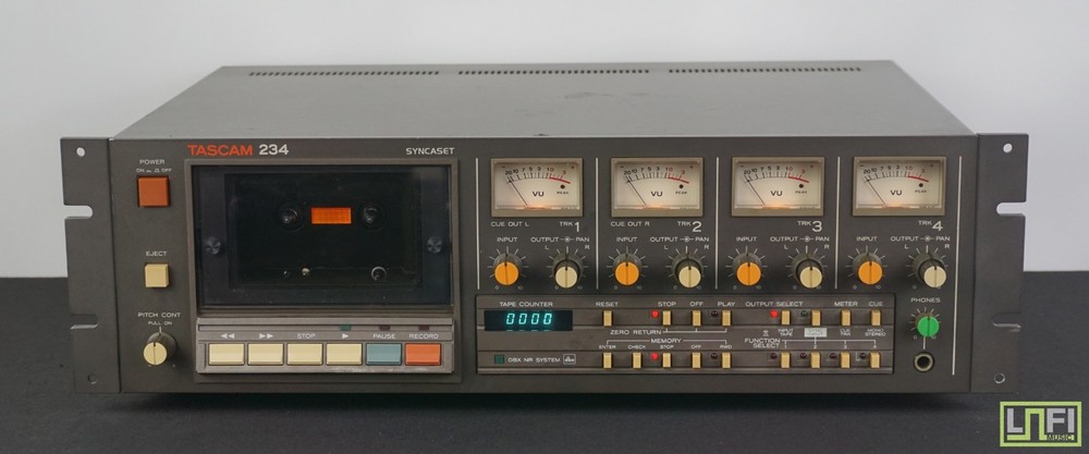 Tascam Syncaset 234 80’s 4 Track Rack Multitrack Cassette Tape Recorder – 100V