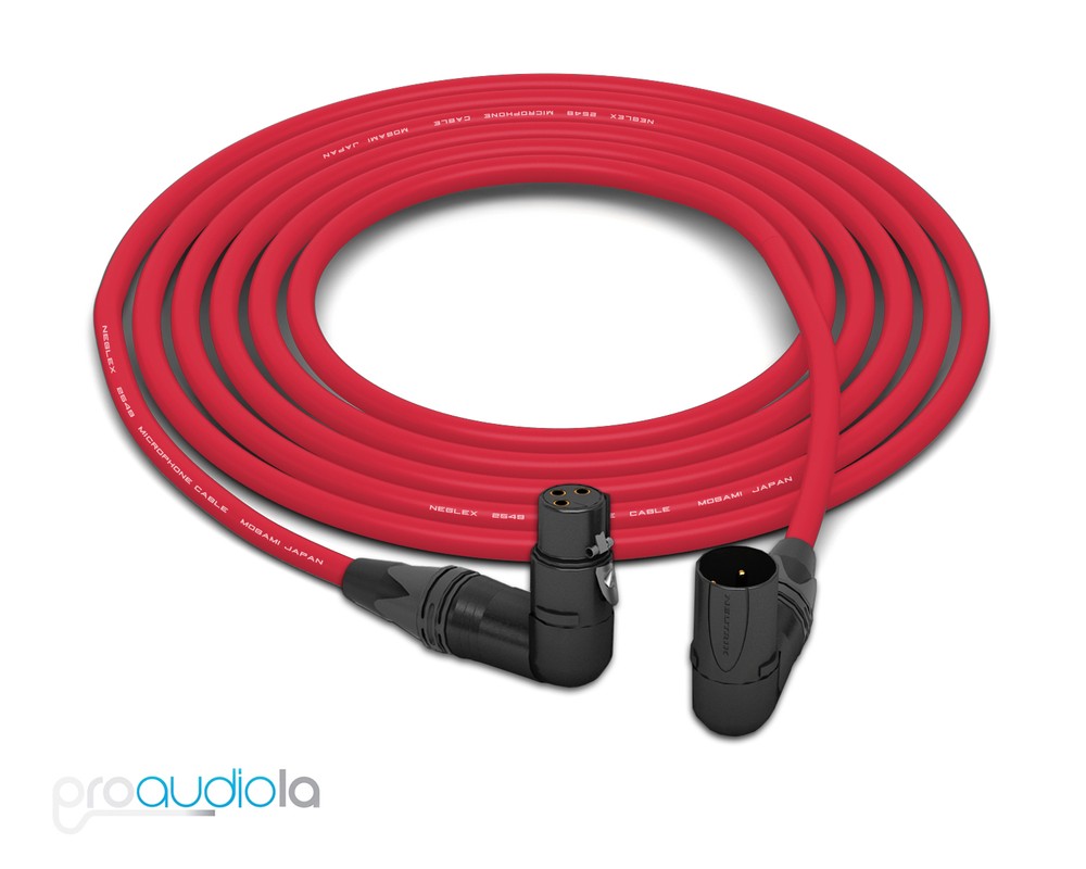 Mogami 2549 Cable | Neutrik Gold XLR Right-Angle | Red 35 Feet | 35 Ft. | 35′