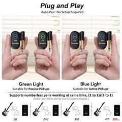 5V 2.4GHz Guitar Wireless System for Electric Guitar Bass Violin Rechargeable