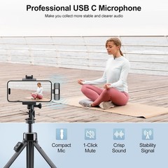 USB C Wireless Lavalier Microphone for iPhone 15 16, Mini LED Display Microph…