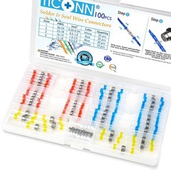 TICONN 100 Pcs Solder Seal Wire Connectors, 100PCS, White, Red, Blue, Yellow