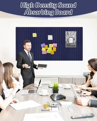 36″x24″Stripe Acoustic Foam Panels, 6 Pack Sound Narrow Stripes 6pcs Dark Blue