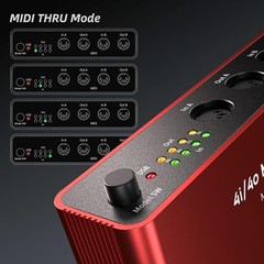 Quad-I/O | 4-In/4-Out MIDI Merge & Thru Box Metal, Red | Standalone Routing W…
