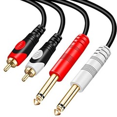 RCA to 1/4 Audio Cable 10Ft Dual 6.35mm TS to RCA Male Stereo Mixer Amplifier Co