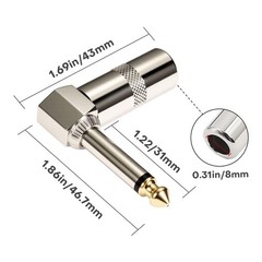 5PC Audio 1/4″ TS Plug 6.35mm Mono Male Solder Jack Connector for Speaker/Guitar