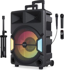 150W Bluetooth Portable PA System & Karaoke Machine – 6H Playtime, LED Lights