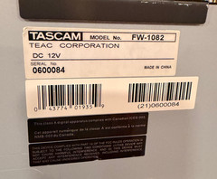 Tascam FW-1082 FireWire Audio/MIDI Interface Control Surface w/ Power Supply