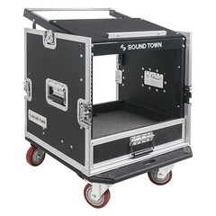 Sound Town 10U Rack Case w/ 2U Drawer, 11U Slant Mixer Top, DJ Table MR-DR10U