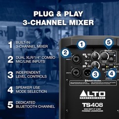 Alto Professional TS408 – 2000W 8″ Powered PA Speaker 8" woofer, black